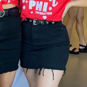 Black denim skirt